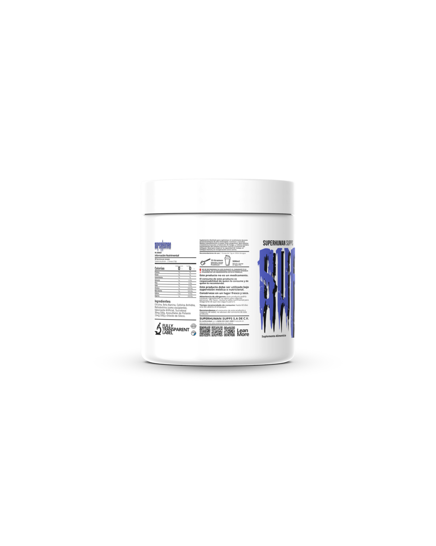 Superhuman® Pre-Workout | Bubbablue | 40 Servicios